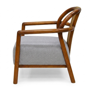 Fauteuil d'appoint moderne en bois rembourré avec dossier en rotin pour salon, hôtel, maison, bureau - Product Image 2