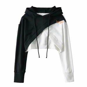 Sudadera con Capucha Corta de Algodón y Felpa con Logotipo Personalizado de Alta Calidad al por Mayor, con Mangas de Diferentes Colores - Product Image 6