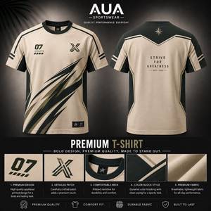 Camiseta Deportiva de Manga Corta para Hombre AUA, Estampado Geométrico, Cuello Redondo, Secado Rápido, Corte Regular, Tejido de Poliéster - Product Image 3
