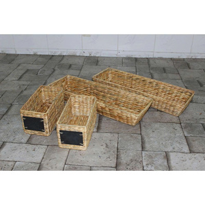 High Quality Set 4 Rectangular Bamboo <b>Storage</b> Tray Handwoven Water Hyacinth Eco-Friendly Bathroom Home Office Document Sorting - Product Image 5