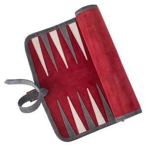 Jeu de backgammon en cuir avec dés, plateau de jeu portable pour voyage, design rouge classique, durable pour adultes - Product Image 2