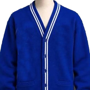 เสื้อคาร์ดิแกนไหมพรมคอวีสีน้ำเงิน แขนยาว ติดกระดุม สำหรับสตรีนักศึกษาชมรมมหาวิทยาลัย ขายส่ง รับสั่งทำลายคอลลาจ - Product Image 2
