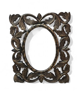 Handcrafted Mango Wood Oval <b>Mirror</b> Frame | Floral Leaf Carved <b>Wall</b> <b>Mirror</b> | Rustic Decorative Home Decor | Artisan Wooden <b>Mirror</b> - Product Image 2