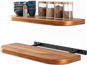 Acacia Wood Rustic <b>Wall</b>-<b>Mounted</b> <b>Shelf</b> - Handcrafted & Versatile | Aqdus Saleem - Product Image 4