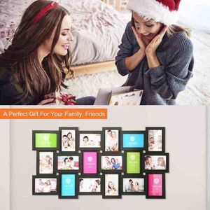 18-Picture Collage <b>Frame</b> Kit for Gallery Home Decor 4\" X 6\" Glass Protection Display <b>with</b> Wall <b>Mounting</b> Black - Product Image 6