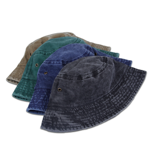 Unisex High Quality Washed Color Denim <b>Bucket</b> <b>Hats</b> Custom Embroidered Logo Fisherman Style Casual Plaid for Outdoor Travel - Product Image 5
