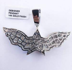 จี้ห้อยคอรูปปีกซุปเปอร์สตาร์ประดับเพชรโมอิสซาไนต์ทรงบาแกตต์ เงินแท้ 925 สไตล์ฮิปฮอป  งานประณีตระดับพรีเมียม เหมาะสำหรับงานปาร์ตี้ - Product Image 2