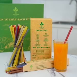 Pailles à boire comestibles en paille de riz, conçues avec des ingrédients végétaux, offrant une expérience de consommation sûre et durable - Product Image 1