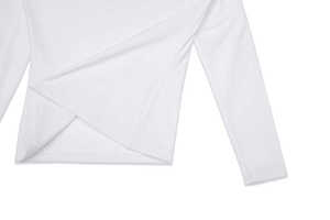 Men's <b>Long</b>-<b>Sleeve</b> Asymmetrical Color-Block Polo <b>Shirt</b> 2026 Smart-Casual Tailored Fit Black & <b>White</b> Contrast Professional Top - Product Image 2