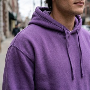Sweat à capuche personnalisé en polaire violet pour homme, uni, avec poche kangourou, cordon de serrage, coupe décontractée - Product Image 6