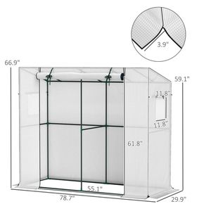 Portable Outdoor <b>Walk</b>-<b>in</b> <b>Greenhouse</b> with UV Resistant PE Cover 6.6 X 2.5 X 5.6 White for Gardens - Product Image 5