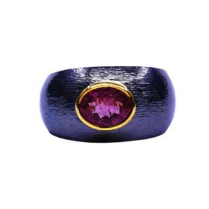 Anillo de turmalina chapada en oro de Plata de Ley 925 - Product Image 1