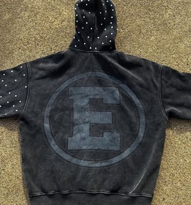 Custom Vintage Washed Rhinestone <b>Zip</b> Up Hoodie Oversized Heavyweight Graphic Full <b>Zip</b> <b>Hooded</b> Sweatshirt for Men Women - Product Image 2