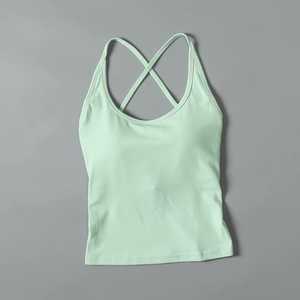 Women's Red Knitted Criss-<b>Cross</b> Back Tank <b>Top</b> Hollow Out Sporty Style Breathable Spandex Polyester <b>Top</b> - Product Image 2
