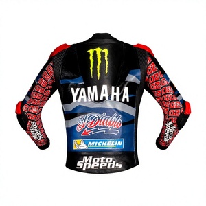 เสื้อแจ็คเก็ตหนังแท้สำหรับแข่งรถ Fabio Quartararo MotoCP Ramaha ทำจากหนังวัว/หนังจิงโจ้ ตัดเย็บตามขนาด พร้อมรูระบายอากาศ ป้องกันการกระแทก มาตรฐาน CE - Product Image 2