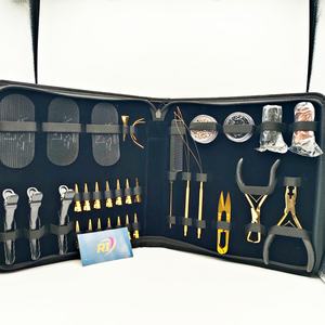 Kit professionnel de pinces pour extensions capillaires plaqué or, en acier inoxydable, pour micro-anneaux, ouvre-perles et fermeture, vente en gros OEM - Product Image 4