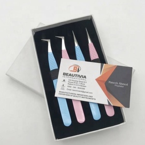 Pince à épiler droite volume russe avec logo personnalisé Applicateur de beauté durable en acier inoxydable avec pointe pointue pour les sourcils - Product Image 2