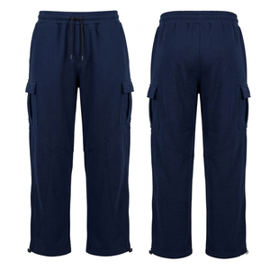 Pantalones Deportivos Cargo Azul Marino para Hombre, Cintura Elástica con Cordón, Múltiples Bolsillos, Joggers Casuales de Punto, Ropa de Otoño - Product Image 2