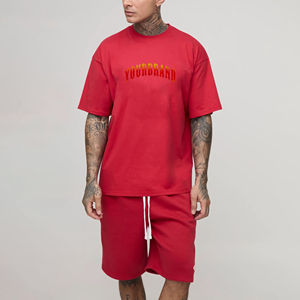 Conjunto de Camiseta y Pantalones Cortos de Algodón 100% para Hombre, Talla Grande, Personalizable, Liso, para Verano - Product Image 5