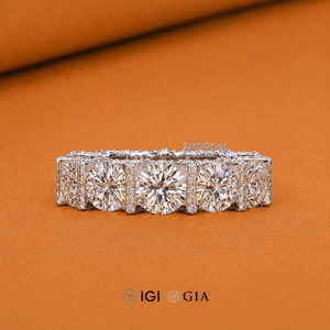 Bague éternité en argent 925 certifiée 6,50 mm, sertie de diamants de laboratoire et de pierres rondes avec accents en forme de poire, bijou élégant pour femme - Product Image 4