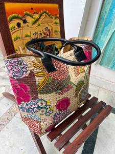 Handmade Vintage Kantha Cotton Shoulder Bag, Bohemian Patchwork <b>Tote</b>, Sustainable Eco-Friendly Everyday Handbag - Product Image 4