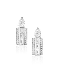 Pendientes Geométricos de Diamantes Cultivados en Laboratorio, Corte Pera y Baguette, Oro 10K 14K 18K, Plata 925 935, Regalo de Compromiso, Joyería Fina - Product Image 2