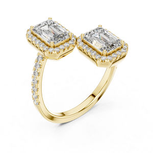 Anillo de Boda de Oro Rosa de 14K con Diamante Cultivado en Laboratorio, Corte Redondo y Esmeralda, para Mujer |   Diamante Cultivado Nuevo - Product Image 3