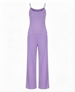 Ensemble de yoga 2 pièces pour femmes grandes tailles : débardeur et pantalon large, couleur unie, séchage rapide, tenue de sport respirante, logo personnalisé - Product Image 5