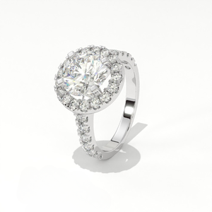 Anillo de compromiso Aarinya con diamante cultivado en laboratorio de corte arquitectónico en esquina, chapado en oro de 14K, engaste francés, certificado IGI, banda pavé y halo - Product Image 5