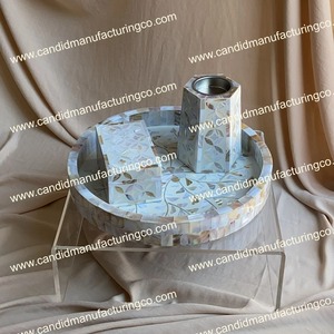 Yellow Mop <b>Mosaic</b> Eco-Friendly Antique Imitation Candle Holder Set Natural Craft Tray and <b>Vase</b> Decor for Home Wedding Table - Product Image 4