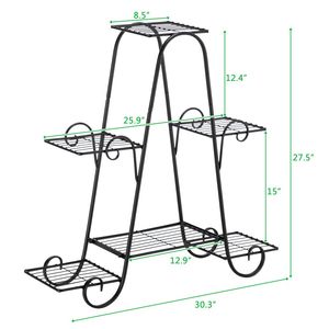 Artisasset Scaffale per Piante in Vaso ad Arco Alto da 31 Pollici, Confezione Singola, Vernice Nera, 4 Livelli con 6 Strisce Verticali - Product Image 4