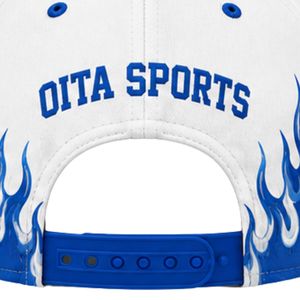 Casquette de baseball sportive bleu roi et blanc flamme, ajustable avec fermeture snapback, logo d'équipe brodé, respirante, imperméable, unisexe, pour adulte - Product Image 5