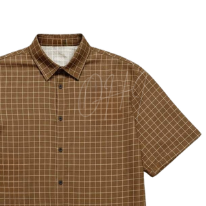 Camisa de Manga Corta Sólida para Hombre, Diseño Moderno, Color Marrón, Fabricante, Suministro al por Mayor, Ropa Casual, Transpirable, OEM, ODM - Product Image 4