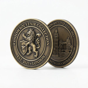Pièce de monnaie personnalisée à double face avec motifs artistiques personnalisés, détails métalliques en relief et finition antique pour collections de souvenirs - Product Image 1
