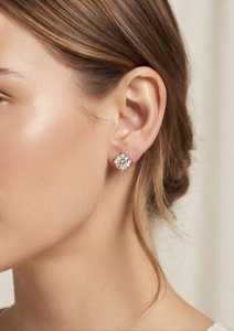 Boucles d'oreilles en diamant cultivé en laboratoire, plaqué or rose 9 carats, taille brillant rond, bijoux de fiançailles et de mariage pour femmes - Product Image 3