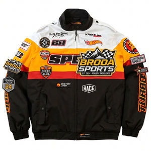 เสื้อแจ็คเก็ตแข่งรถแบบ OEM คุณภาพพรีเมียม ปักลายตัวอักษรแบบ Letterman สไตล์ Bomber สตรีทแวร์ มอเตอร์สปอร์ต ทรงโอเวอร์ไซส์ สวมใส่ง่าย - Product Image 2