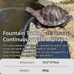 Fuente de agua solar de resina con forma de tortuga para decoración de jardín, adorno de jardín con animales. - Product Image 2