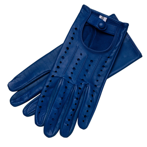 Guantes de Conducción de Cuero Azul Eléctrico Retro para Hombre |   Diseño Perforado Vintage |   Guantes de Carreras Premium de Piel de Cabra/Oveja Suave - Product Image 2