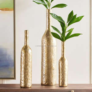 Pot/Vases de plantes de fleurs artificielles en laiton de Style indien autoportant à la mode trois Vases de fleurs bohèmes décorations de mariage - Product Image 5