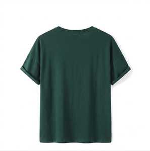 Regular Fit Dark <b>Green</b> Short Sleeve <b>T</b>-<b>Shirt</b> Men's Casual Crew Neck Jersey Cotton Vintage Quick Dry Breathable 240g - Product Image 2