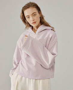 Sweat à capuche oversize à coupe courte personnalisé, décontracté, d'hiver, oversize, décontracté, en tricot uni, pour femme - Product Image 4