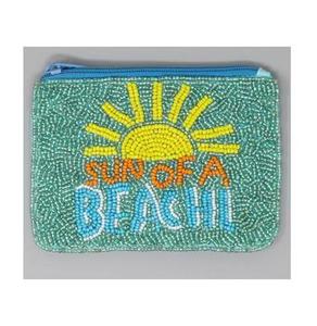 Beaded <b>Coin</b> <b>Purse</b> With Striped Flip Flop Design Zipper Closure Casual Style Unisex Mini Size - Product Image 2
