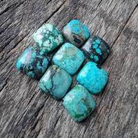 Pierre précieuse naturelle tibétaine turquoise taillée en coussin, faite à la main, pour la création de bijoux