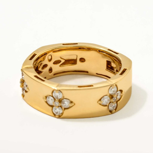 Anillo de Compromiso de Diseño en Oro Amarillo de 14K con Engaste Semi-Biselado, Diamante Cultivado en Laboratorio de 0.37 Quilates, Motivo Floral, Certificado IGI Premium - Product Image 1