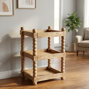 ชั้นวางของไม้สามชั้นสไตล์สแกนดิเนเวียนแบบเปิดสำหรับห้องนั่งเล่น - Product Image 1