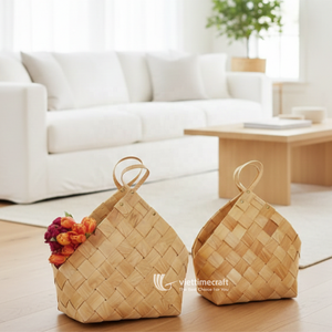 Paniers de rangement en bambou tressé avec poignées - Petites et grandes tailles pour l'organisation de la maison - Vente en gros - Product Image 4