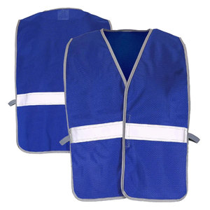 Chaleco de seguridad azul de alta visibilidad para hombre, cuello en V, reflectante, transpirable, de poliéster, ropa exterior informal, temporada de primavera - Product Image 4