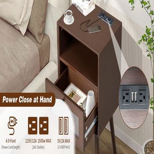 Wooden 1-Drawer Nightstand End Side Table for Living Room Bedroom - Product Image 4