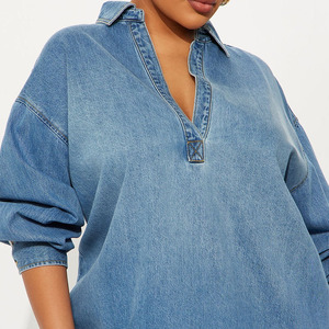 Women Plus Size Denim Tracksuit Set Full Sleeve Button Up Top Wide Leg <b>Pants</b> Casual Solid Color Loose Fit Spring Outfit - Product Image 6
