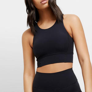 Women's Black Scoop Neck Seamless Crop <b>Top</b> Tank <b>Top</b> Breathable Yoga <b>Top</b> For Workout - Product Image 6
